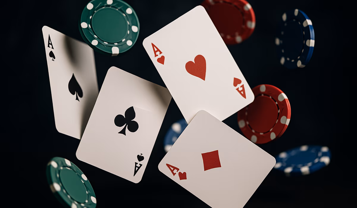 Cartas de póker y fichas en movimiento de Argentina